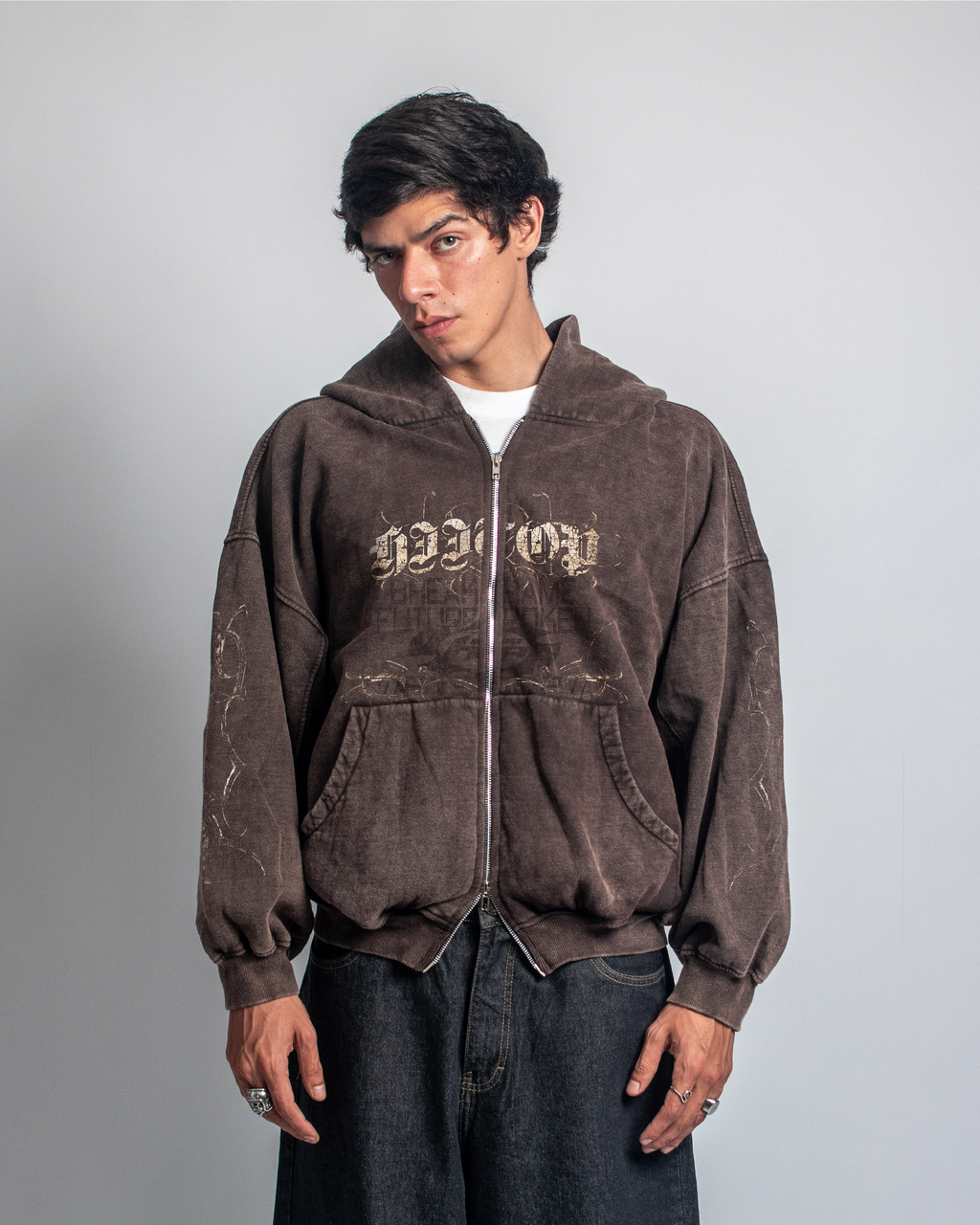 DOBLE ZIP HOODIE BROWN UNDERSTAND