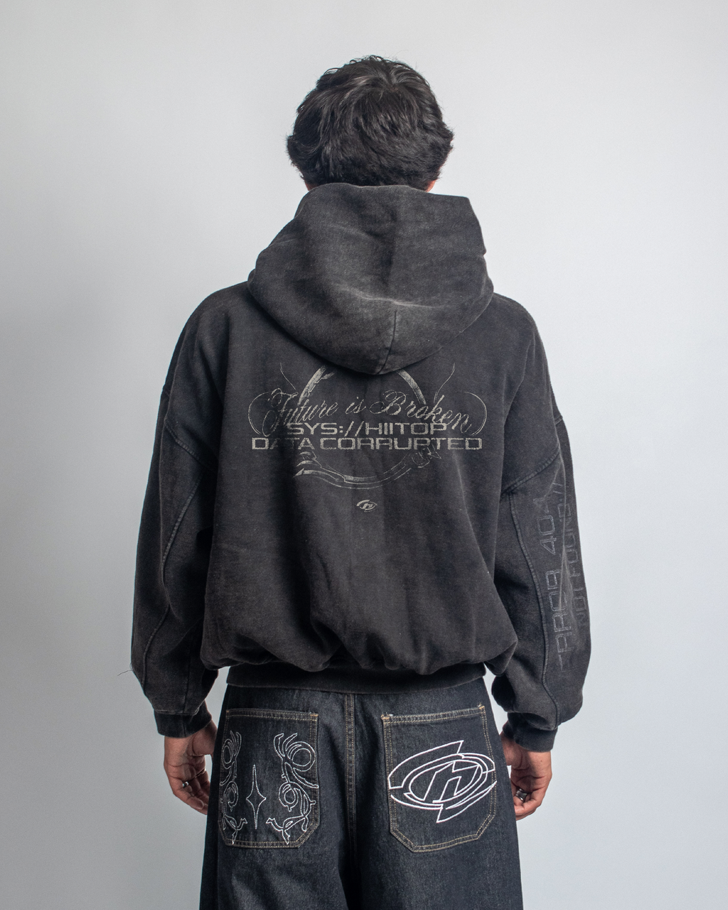 DOBLE ZIP HOODIE BLACK ERROR 404