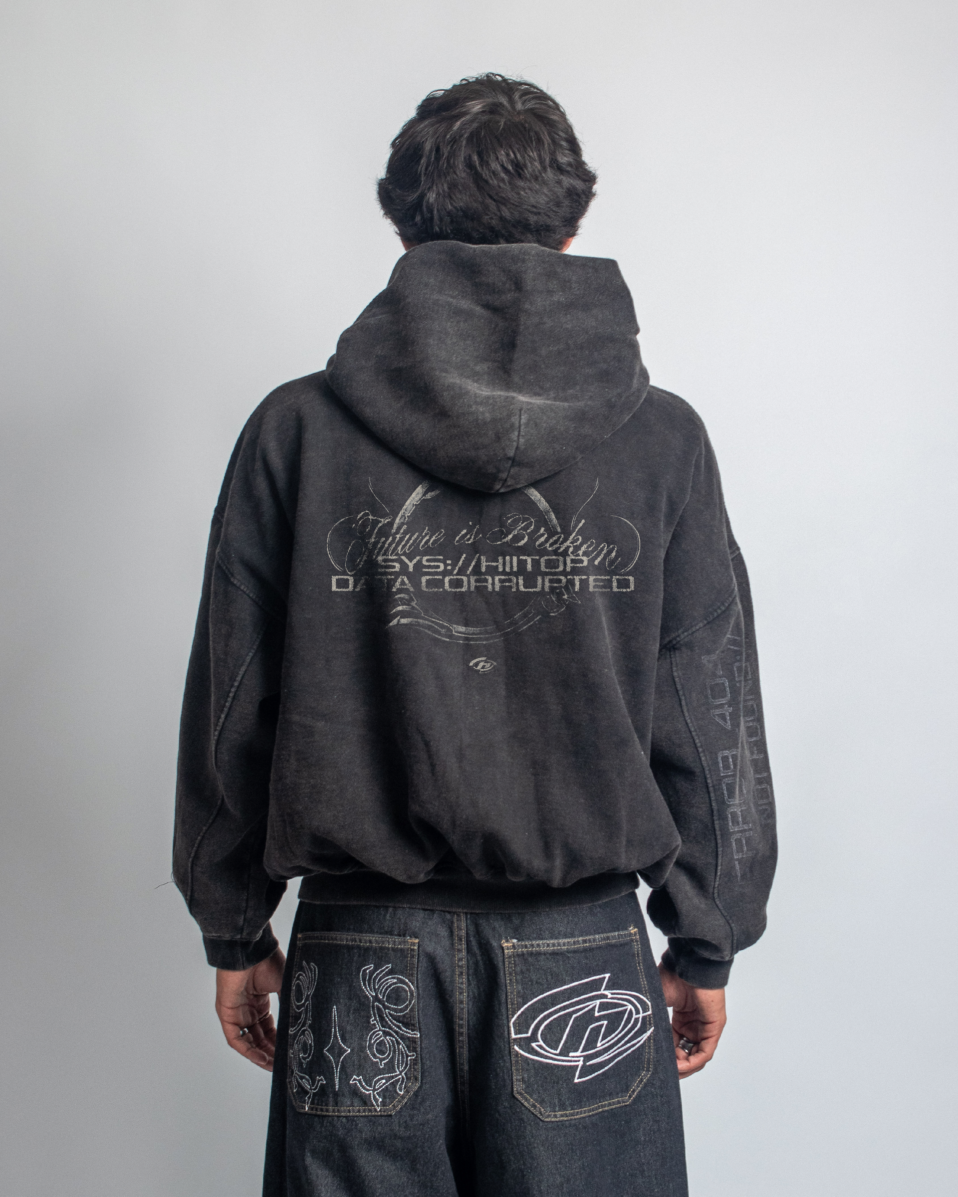 DOBLE ZIP HOODIE BLACK ERROR 404