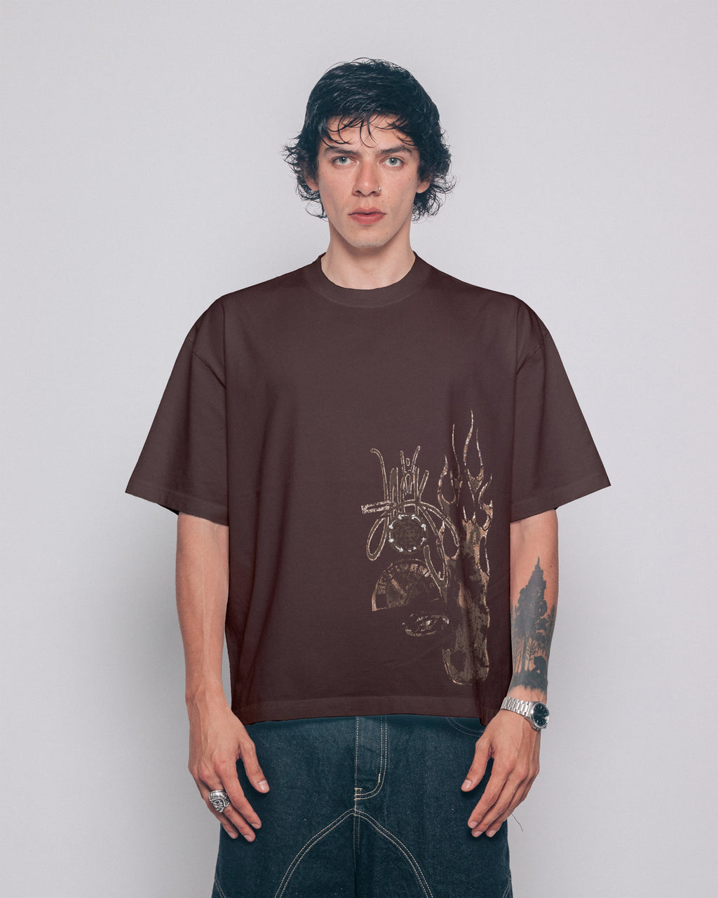 T-SHIRT BROWN FIRE