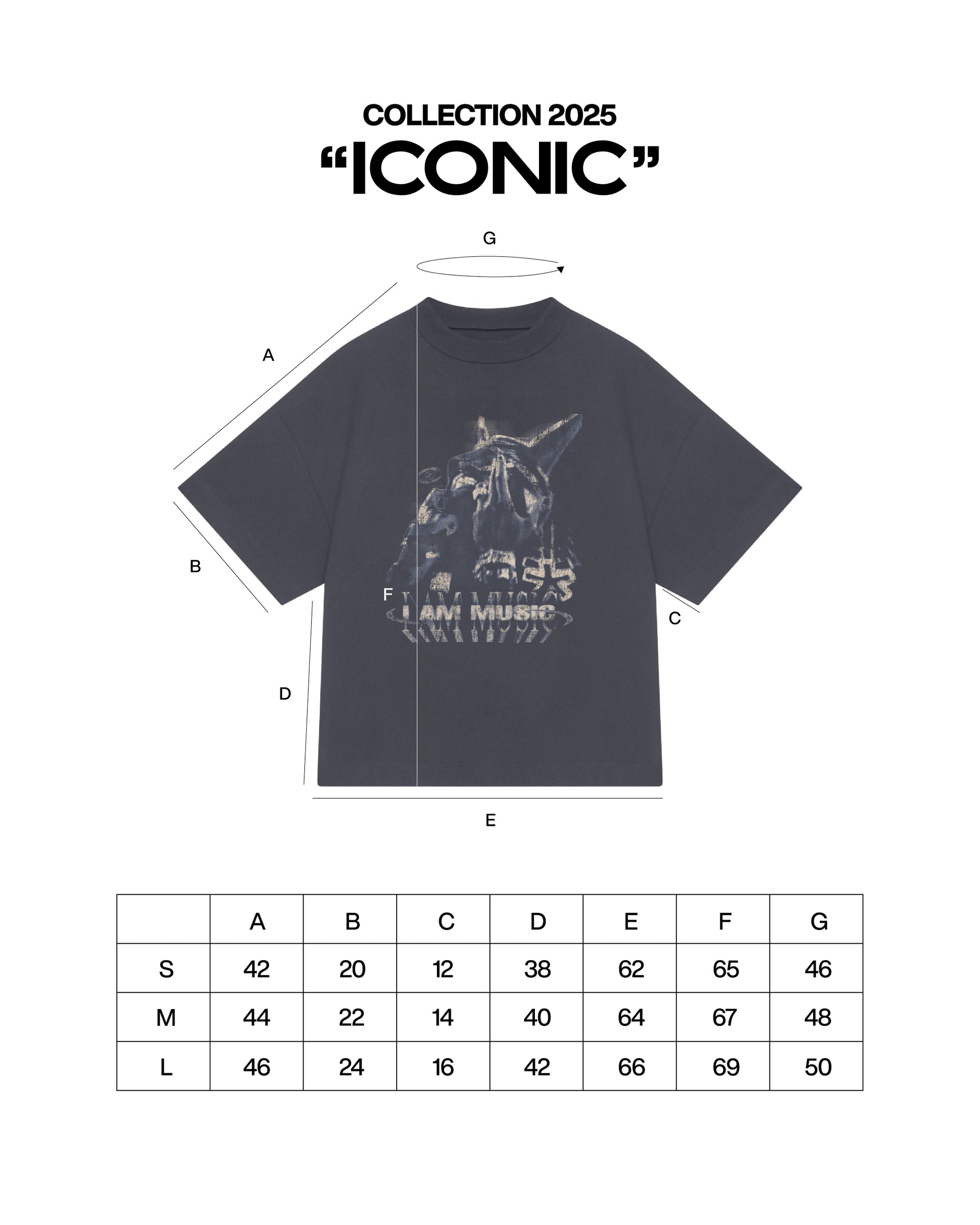 T-SHIRT I AM MUSIC CHARCOL