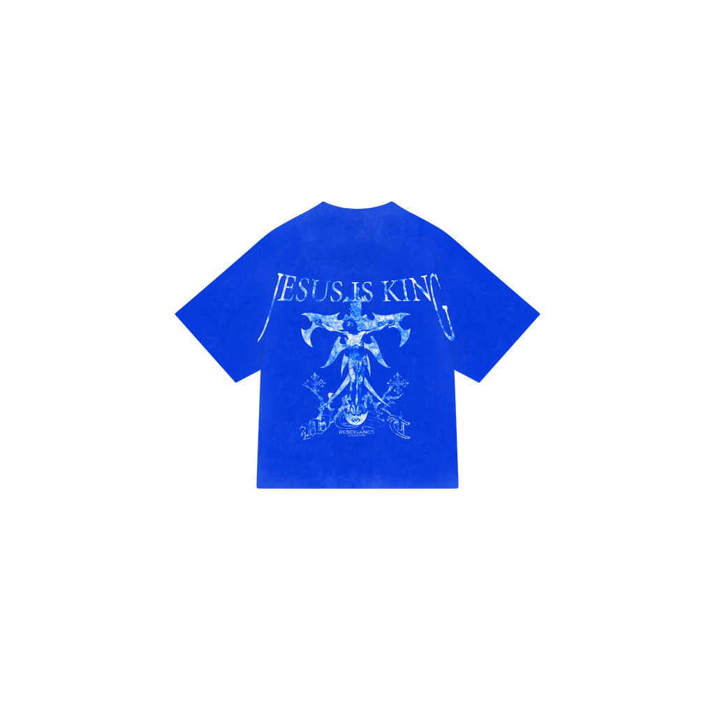 T-SHIRT JESUS IS KING BLUE