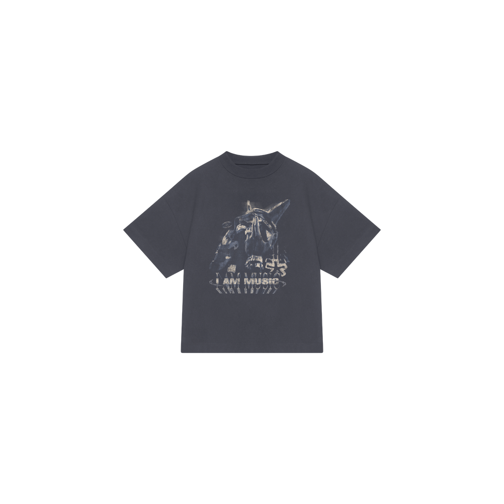 T-SHIRT I AM MUSIC CHARCOL