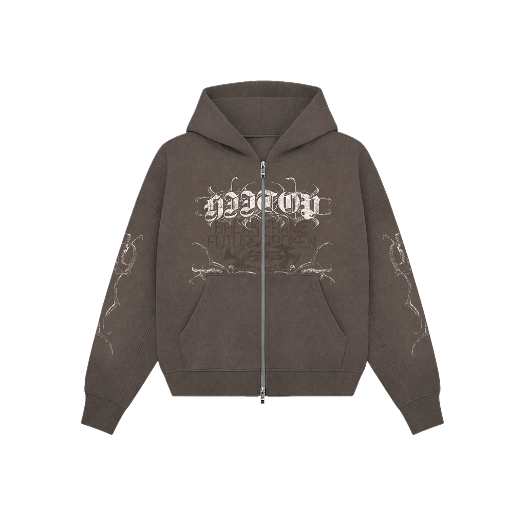 DOBLE ZIP HOODIE BROWN UNDERSTAND