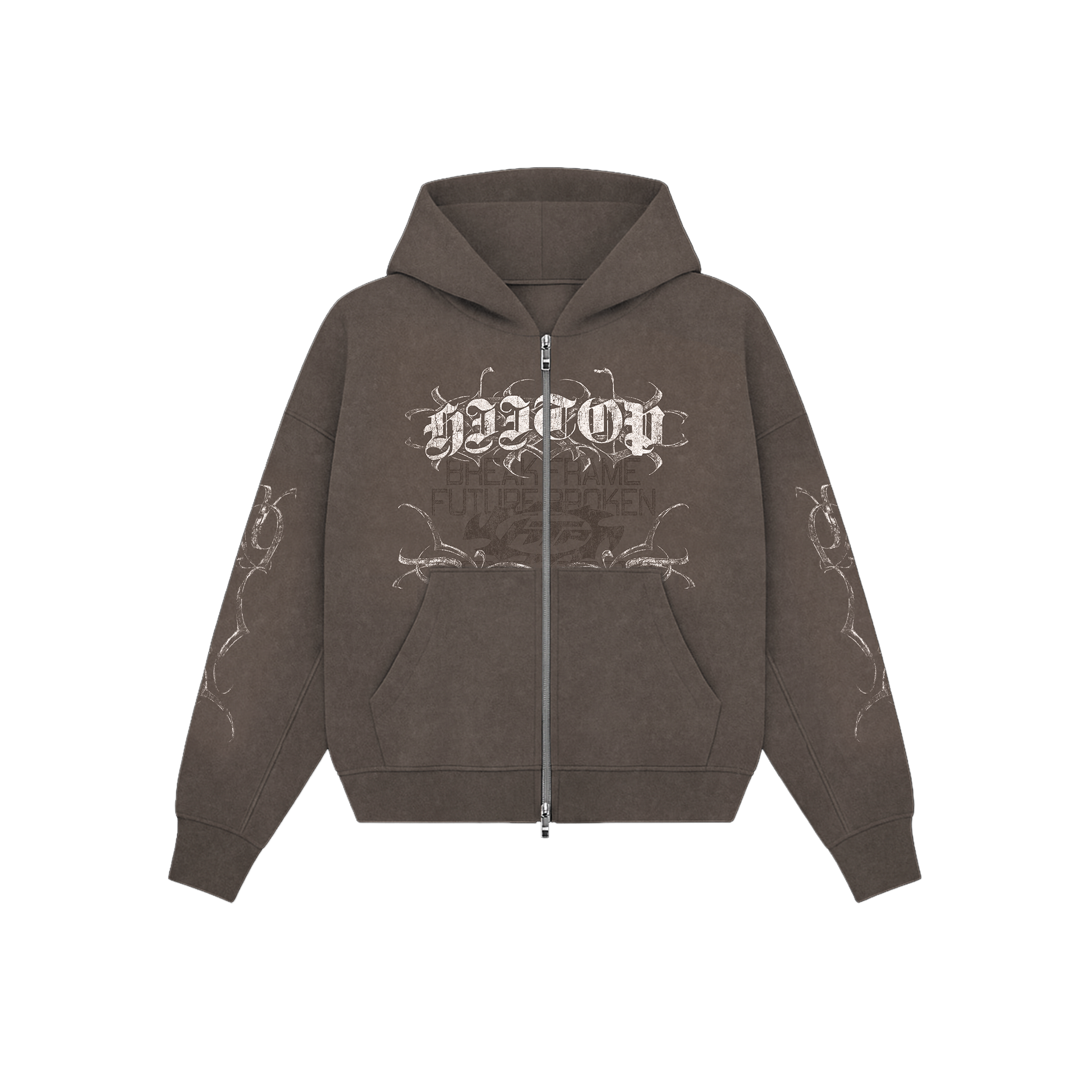 DOBLE ZIP HOODIE BROWN UNDERSTAND