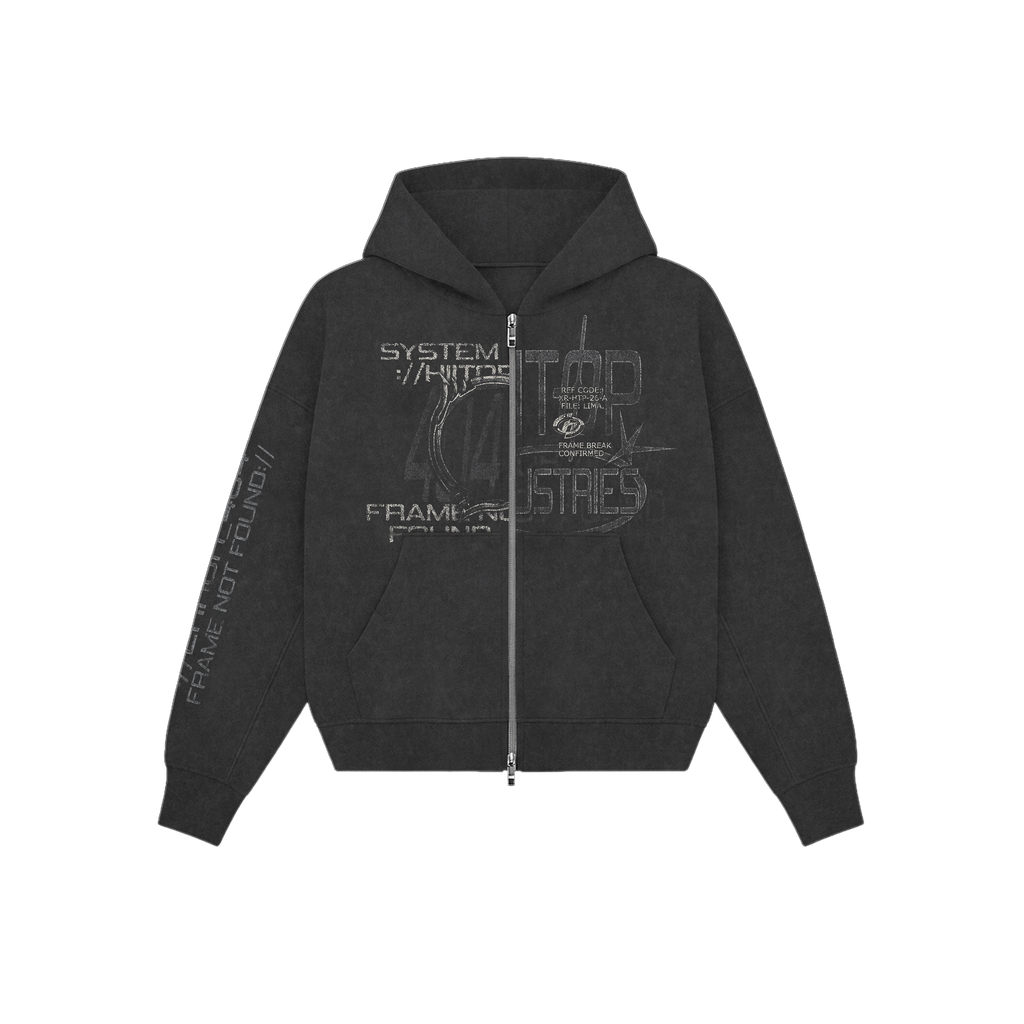 DOBLE ZIP HOODIE BLACK ERROR 404