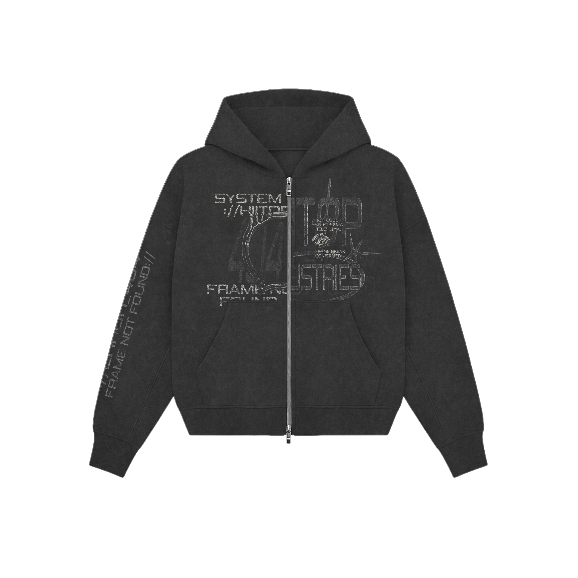 DOBLE ZIP HOODIE BLACK ERROR 404