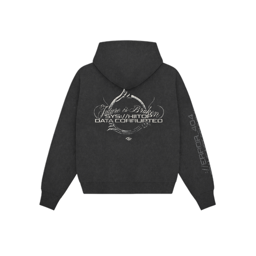 DOBLE ZIP HOODIE BLACK ERROR 404