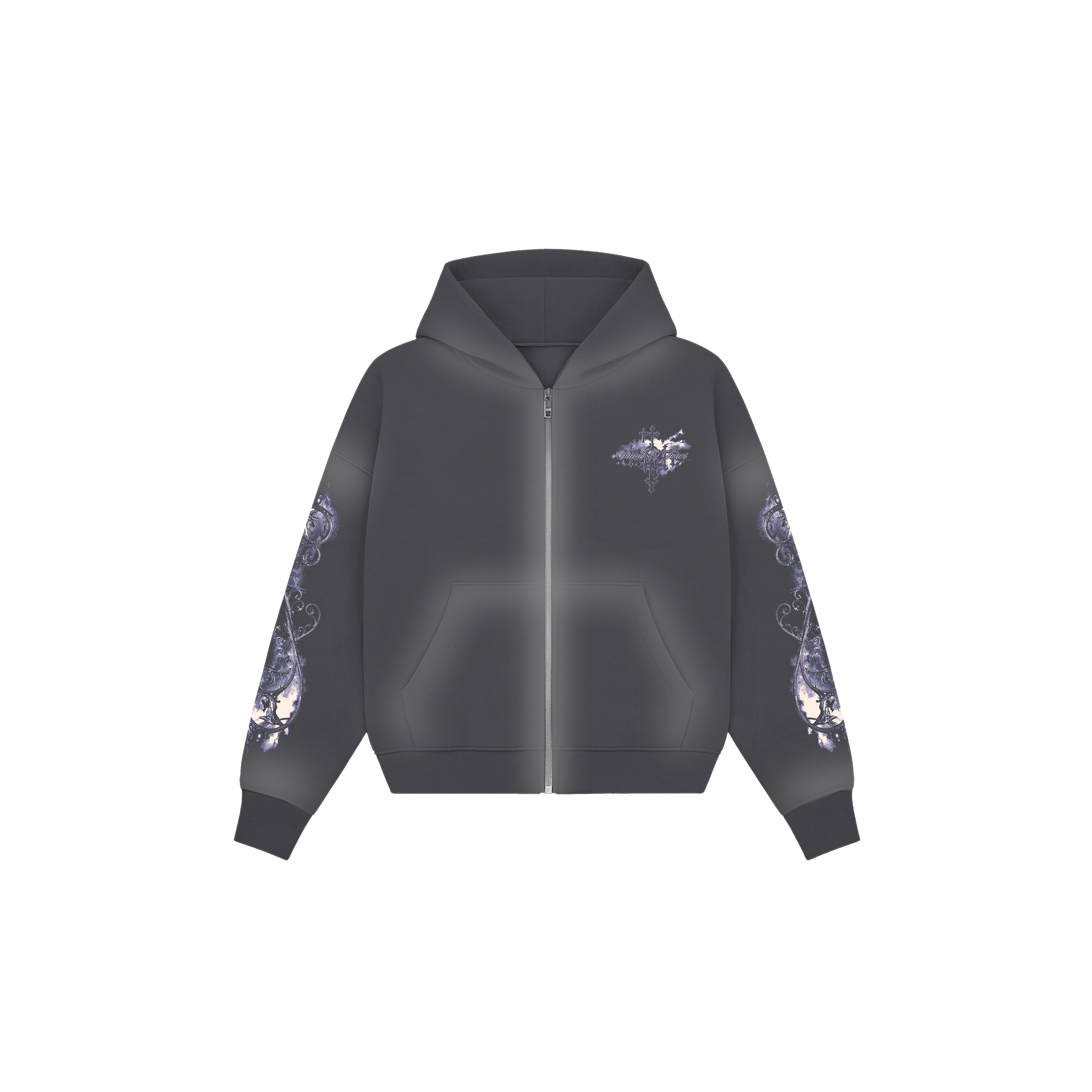 ZIP HOODIE CHARCOL WINGS COLLAPSE