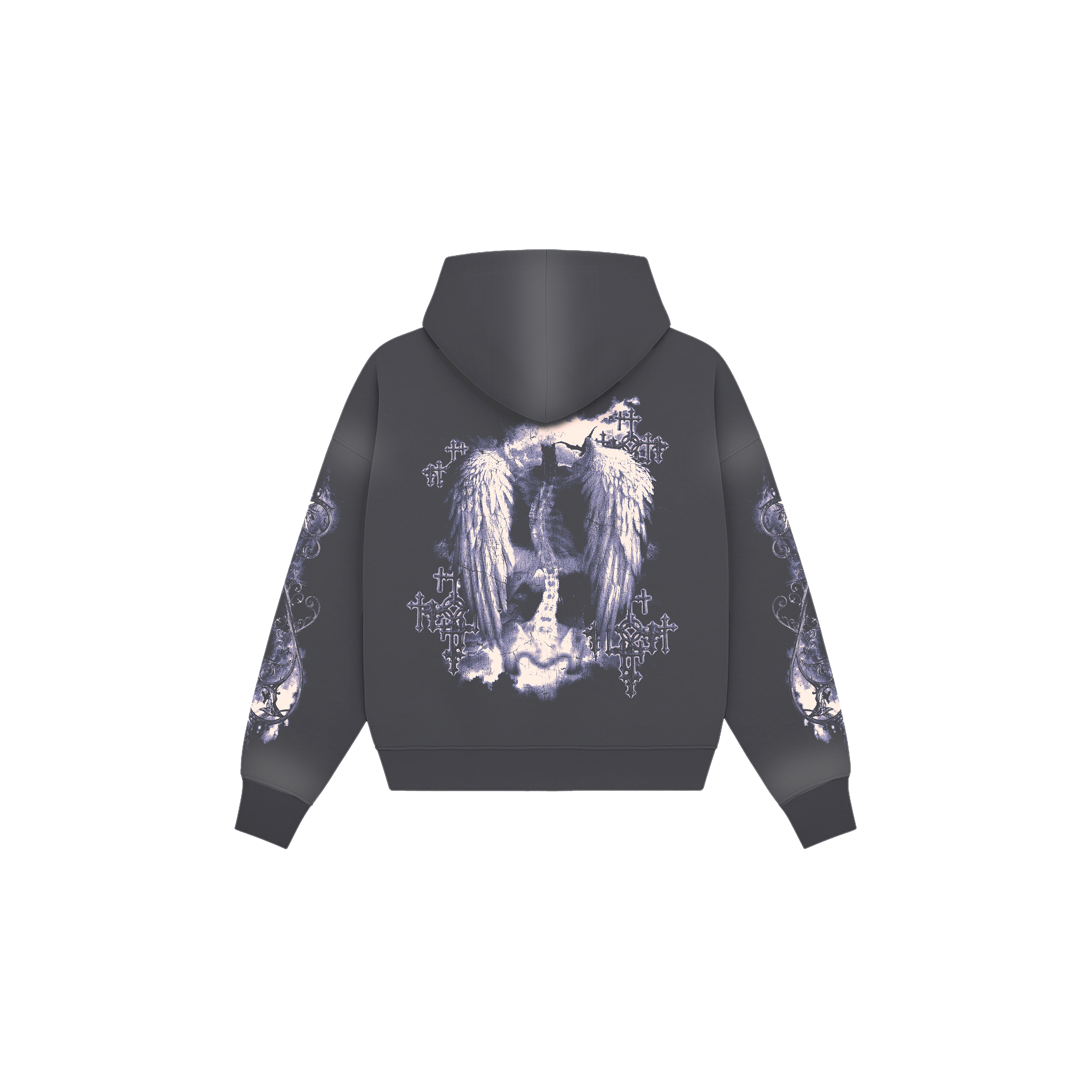 ZIP HOODIE CHARCOL WINGS COLLAPSE